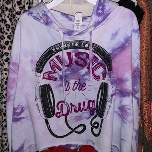 Purple tie-dye crop hoodie💜